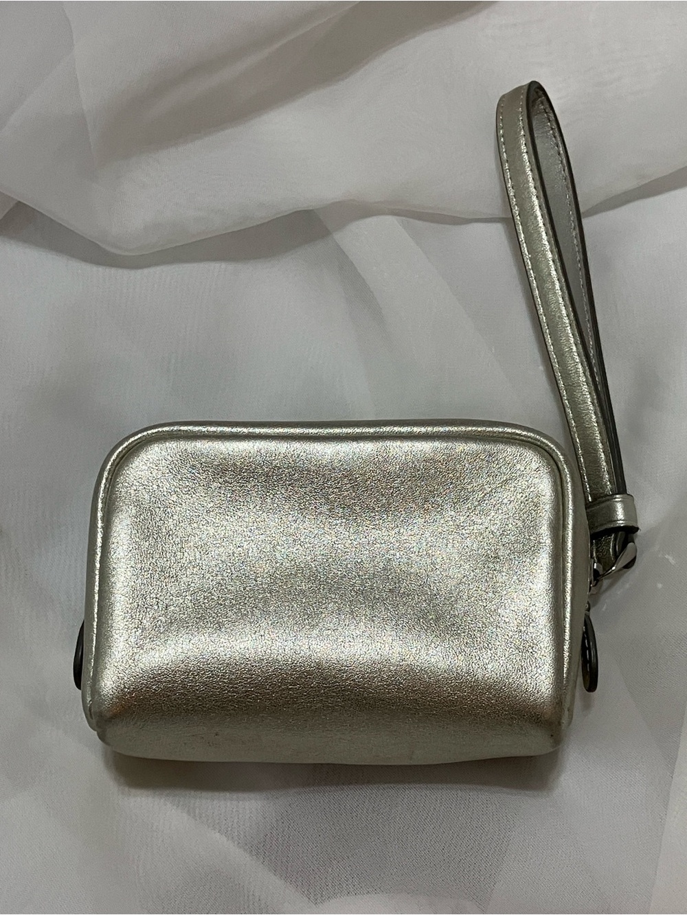 Pouch Square Metallic Leather Wristlet - Picture 6 of 14